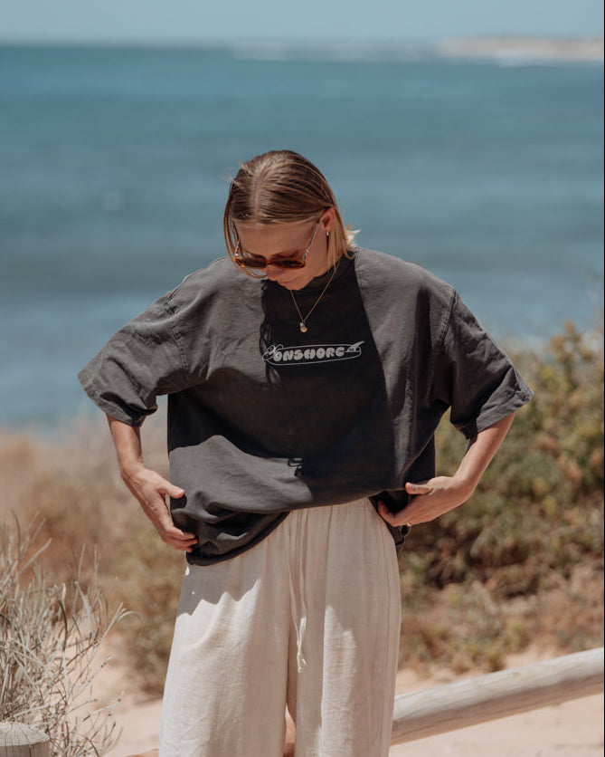 longboards & lassos - oversized tee - salt fade grey (unisex)