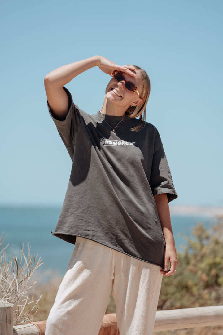 longboards & lassos - oversized tee - salt fade grey (unisex)