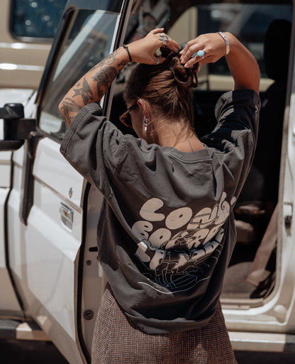 longboards & lassos - oversized tee - salt fade grey (unisex)